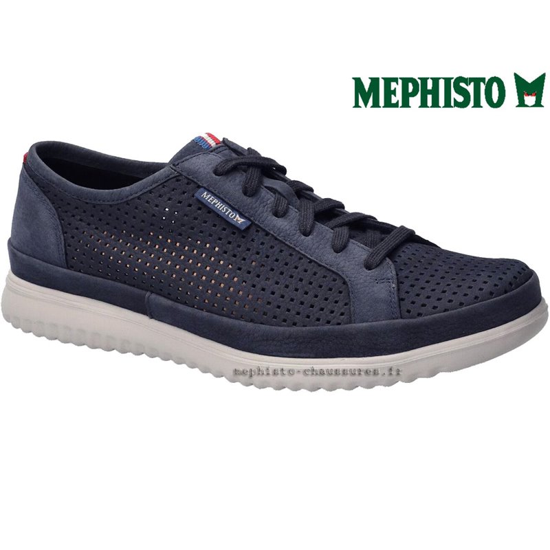 Mephisto Tom perf Bleu nubuck lacets_derbies
