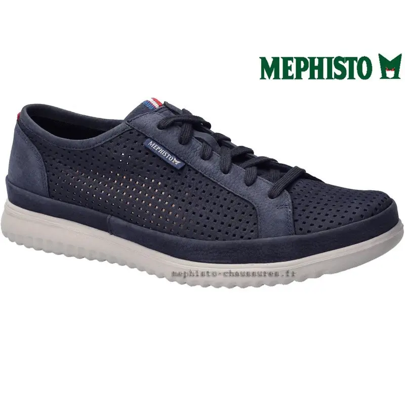 Mephisto Tom perf Bleu nubuck lacets_derbies