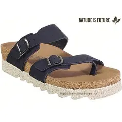 Nature is Future Maliza Bleu velours mule-passe-doigt