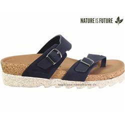 Nature is Future Maliza Bleu velours mule-passe-doigt