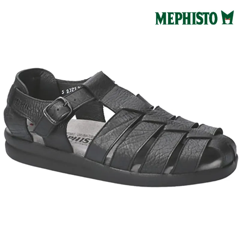 MEPHISTO Homme Sandale SAM GRAIN Noir cuir 2777