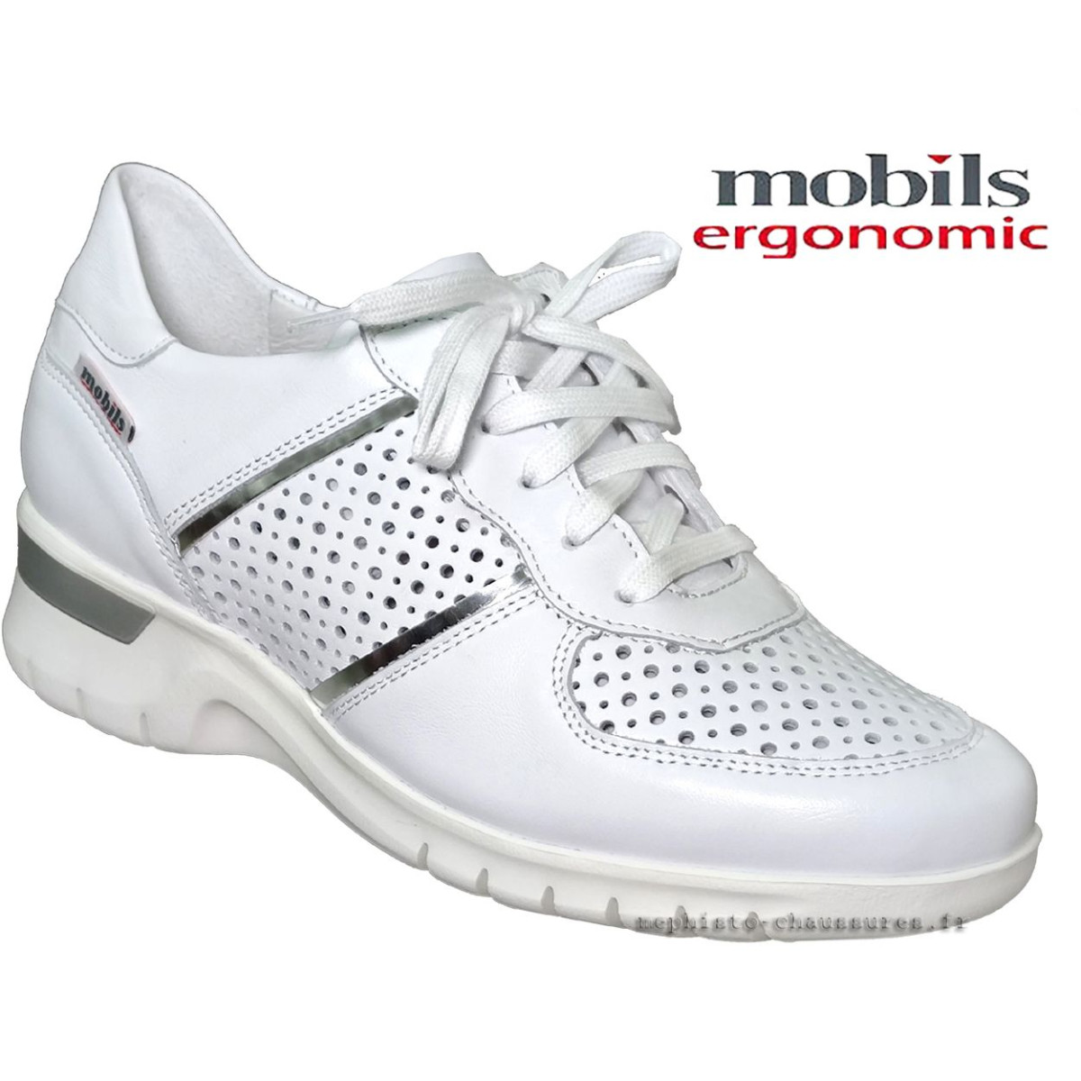 Mobils by Mephisto Manon perf Blanc cuir lacets_richelieu