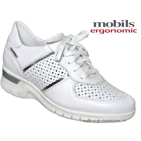 Mobils by Mephisto Manon perf Blanc cuir lacets_richelieu